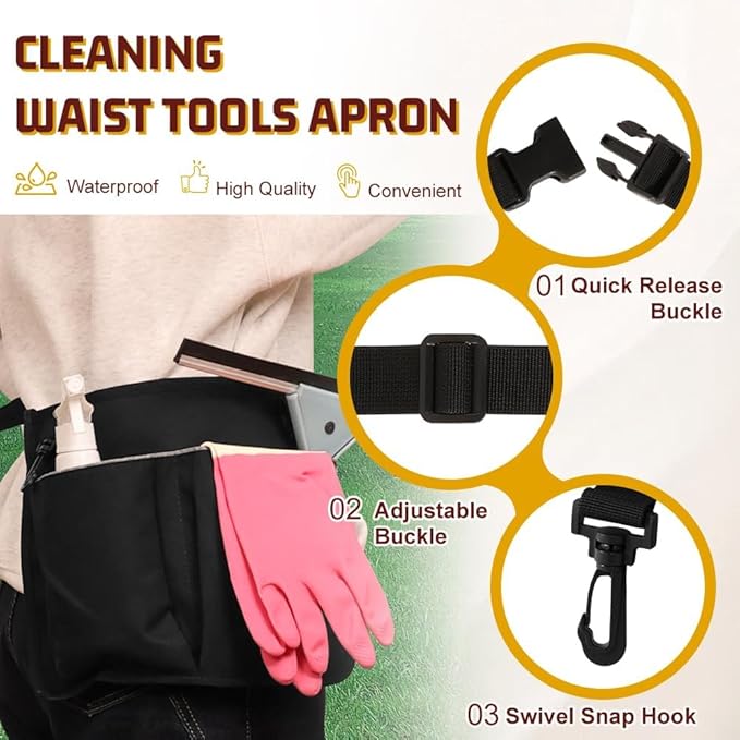 Rolling Cleaning Caddy, Cleaning Supplies Organizer with Cleaning Caddy Apron, Large Cleaning Caddy Bag with Detachable Trolley, Handles and Shoulder Strap for Cleaners Housekeepers, Black