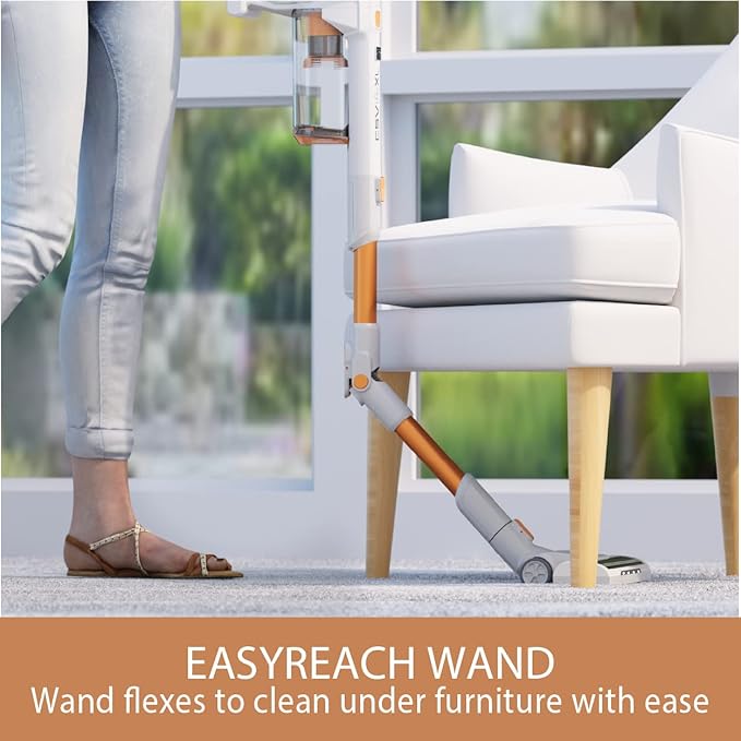 Kenmore DS4030 21.6V Cordless Stick Vacuum with EasyReach Wand, Lightweight Cleaner with 2-Speed Power Control, LED Headlight, Converts to Handheld for Hardwood Floors, Carpet & Pet Hair, Orange
