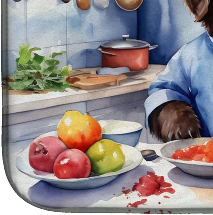 Caroline's Treasures DAC6289DDM Newfoundland The Chef Dish Drying Mat Absorbent Dish Drying Mat Pad for Kitchen Counter Dish Drainer Mat for Countertop, 14 x 21", Multicolor