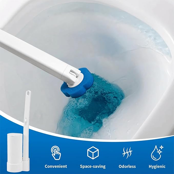 Disposable Toilet Brush Toilet Bowl Cleaner,Toilet Cleaning Supplies,Toilet Bowl Brush,Toilet Cleaner Brush,Toilet Brush with Holder,48 Refills for Cleaning and Hygienic (White Starter Kit)