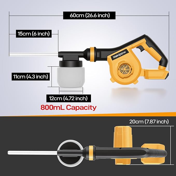Electric Diatomaceous Earth Duster Compatible for DeWalt 20V/60V Battery, Garden Dust Applicator with 800mL Capacity｜Variable Speed, 3 in 1 Diatomaceous Earth Spray/Blower/Vacuum Cleaner (NO Battery)