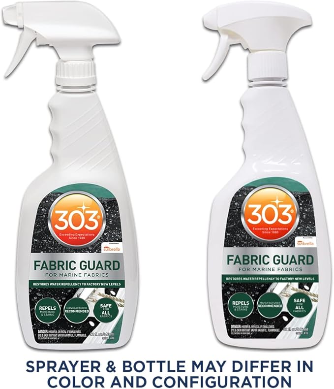 303 Products Marine Fabric Guard, Water Repellent Fabric Protector for Boat Covers, Canvas & Marine Fabrics – Restores Water & Stain Resistance, Safe for All Fabrics, 32 oz (6 Pack)