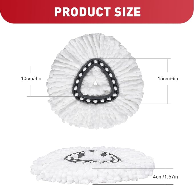 Mop Replace Head Compatible with Ocedar Mop Heads Replacements, Mop Refill Compatible with O-Ceda EasyWrin Spin Mop Head Replacement 1-Tank System Only, 6 Refills
