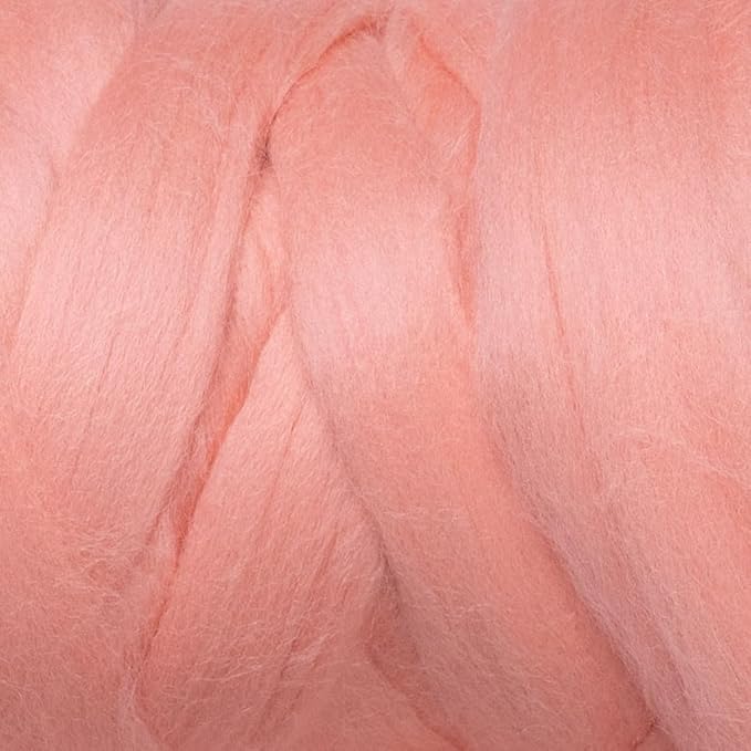 Colored Natural Wool roving, 1 lb. Best Wool for Needle Felting, Wet Felting, handcrafts and Spinning. (Salmon Pink, 1 lb)