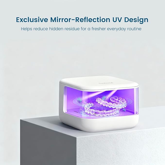 Viora 52kHz Cordless Ultrasonic Retainer Cleaner: USB-C Rechargeable Travel Retainer Cleaner for Denture, Invisalign, Mouthguard, Nightguard, UV Denture Cleaner with Mirror+Retainer Cleaning Tablets