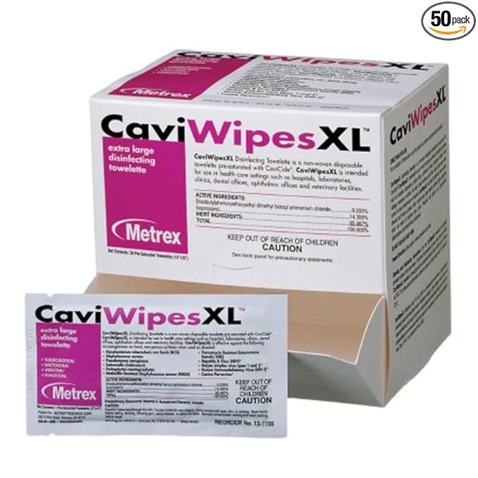Metrex CaviWipes XL Surface Disinfectant Wipe 13-1155 Box of 50 fragrance-free, White