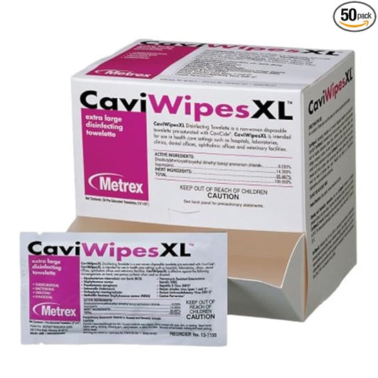 Metrex CaviWipes XL Surface Disinfectant Wipe 13-1155 Box of 50 fragrance-free, White