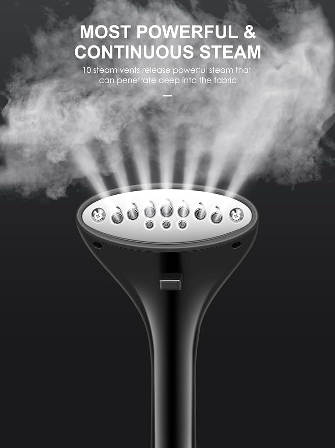 Professional Steamer for Clothes, Reemix Standing Steamer with Garment Hanger, Heats in 30 Seconds, Large Detachable Water Tank for 1 Hour Continuous Steaming, Includes Easy-roll Wheels, White