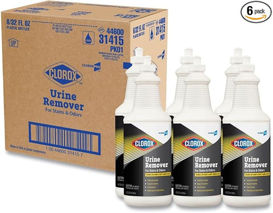 CloroxPro Urine Remover for Stains and Odors Pull Top, 32 Ounces Each (Package May Vary) (Pack of 6) (31415)