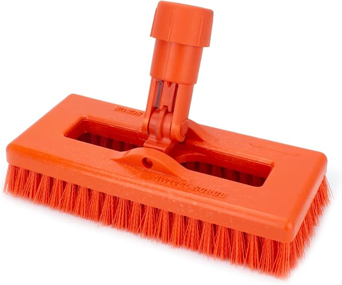 SPARTA 3638831EC24 Polyester Rectangle Scrub Brush, Floor Brush, Cleaning Brush With Swivel Head For Cleaning, 8 Inches, Orange