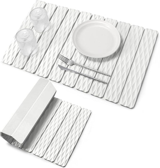 Stone Dish Drying Mats for Kitchen Counter, 24"(L)×16"(W) Wave - Pattern, Fast Drying Collapsible Dish Drying Mat, Eco-Friendly Absorbent Diatomaceous Earth Mats for Match Any Countertop