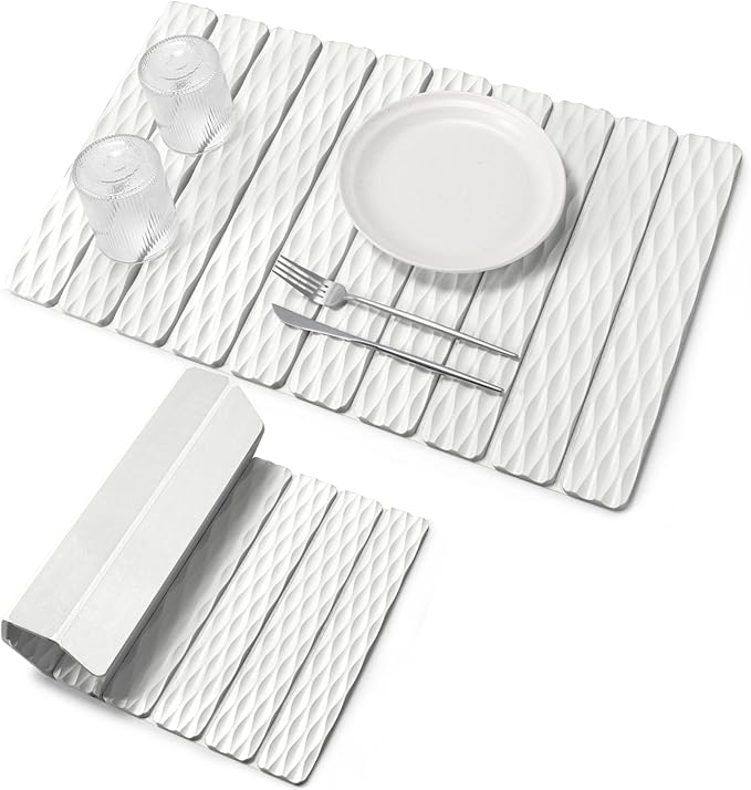 Large Stone Dish Drying Mats for Kitchen Counter, 24"(L)×16"(W) Ripple - Pattern, Fast Drying Collapsible Dish Drying Mat, Eco-Friendly Absorbent Diatomaceous Earth Mats for Match Any Countertop