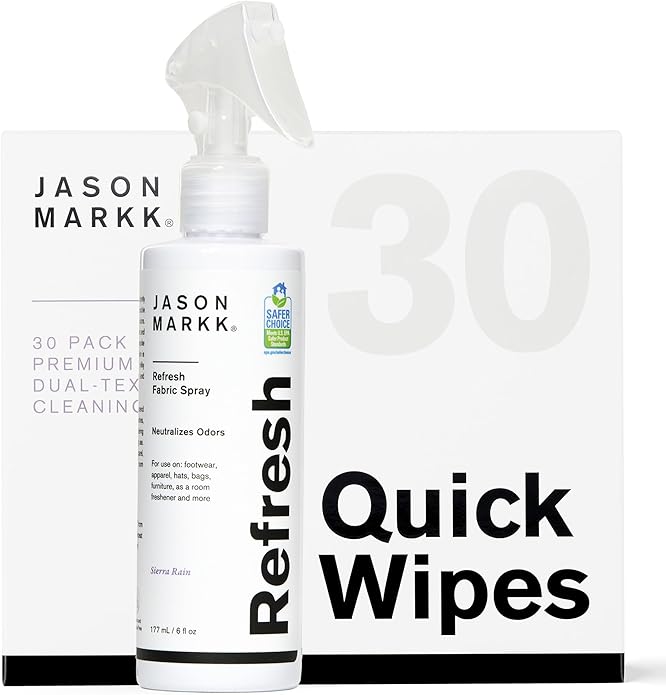 Jason Markk Quick Wipes & Refresh Spray Bundle, 30-Pack of Wipes & Shoe Deodorizer, Sneaker Care, Ideal for Footwear, Safe for Leather, Suede, Nubuck, Cotton, Knits