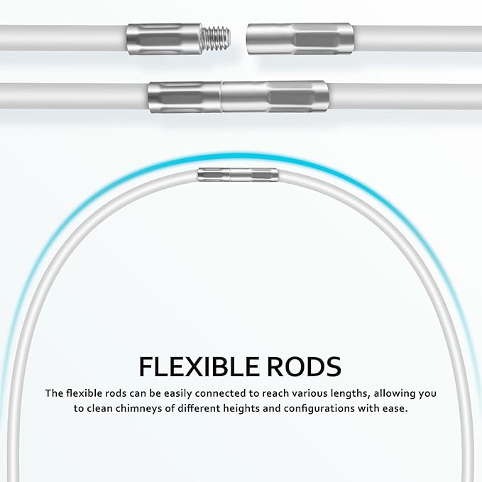 ARTIBETTER Chimney Cleaning Brush Kit with 15 Flexible Extendable Rods 4 and 6 Inch Wire Brushes for Fireplace Stove Dryer Vent and Duct Cleaning Chimney Sweep Set for Home Maintenance