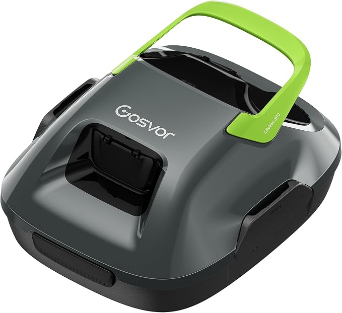 Gosvor LiteVac 800 Pool Vacuum, Dual Cleaning Modes, Cordless Robotic Pool Cleaner Lasts 90 Mis, Self-Parking, Portable, 1200-1900GPH, Ideal for Above Ground Pool up to 860 sq.ft, Green