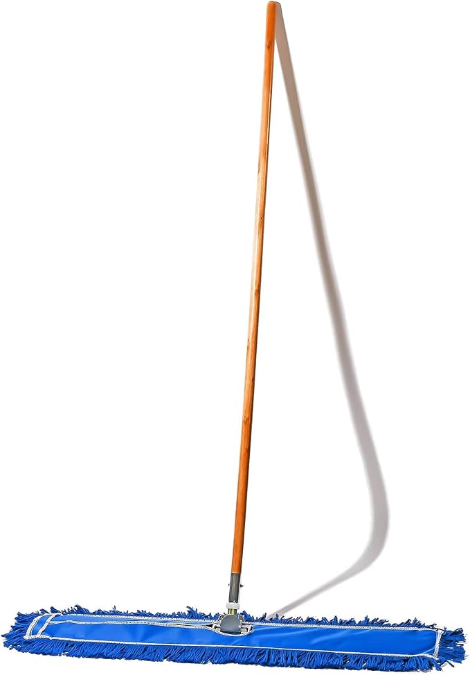36 Inch Blue Commercial Dust Mop & Floor Sweeper – Wood Handle Floor Mop for Tile, Hardwood & Concrete
