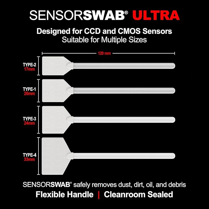 Sensor Swab Ultra 33mm Swabs - Camera Sensor Cleaner Swabs for Cleaning Medium Format Mirrored or Mirrorless SLR & DSLR Cameras. Sensor Dust & Oil Remover (Pack of 100)