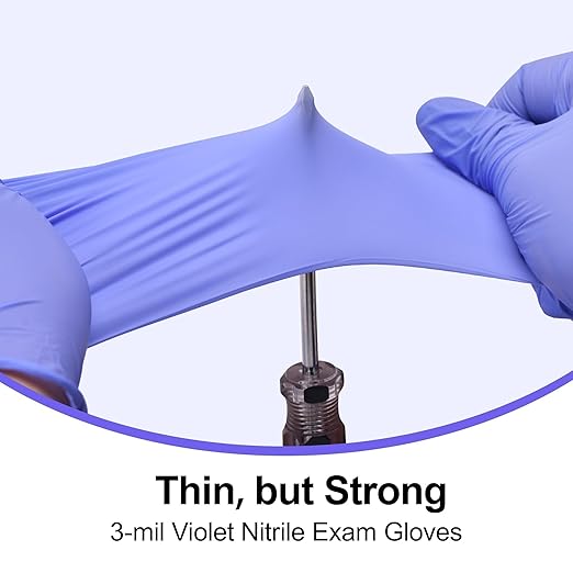 SwiftGrip Disposable Nitrile Exam Gloves, 3-mil, XL, Box of 50, Violet Nitrile Gloves Disposable Latex Free for Medical, Cleaning, Cooking & Esthetician, Food-Safe, Powder-Free, Non-Sterile, Purple