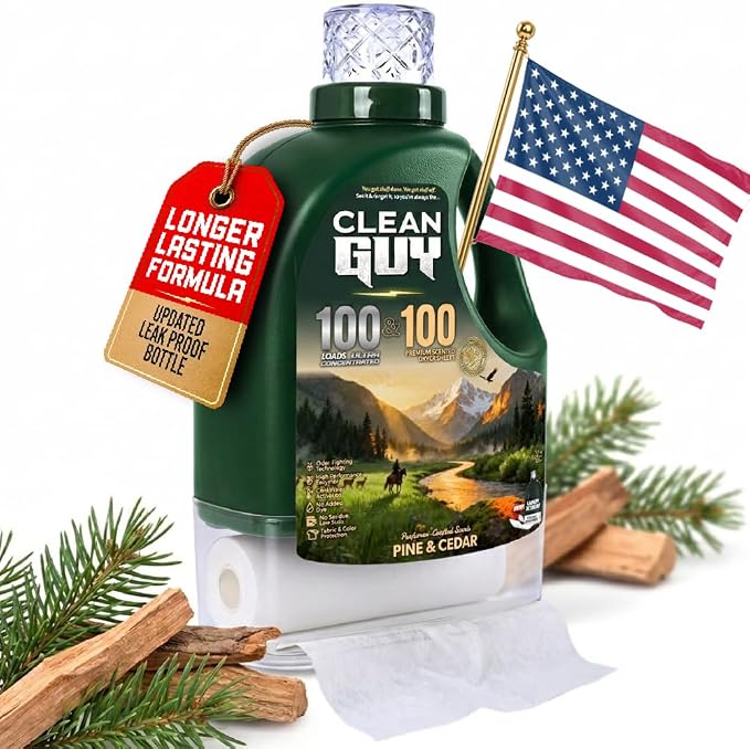 Laundry Detergent with Dryer Sheets | Bold Wood & Pine Scent, Powerful Cleaning, Soft & Fresh Finish, Long-Lasting Aroma - Pine & Cedar (100 Loads PLUS 100 Dryer Sheets)