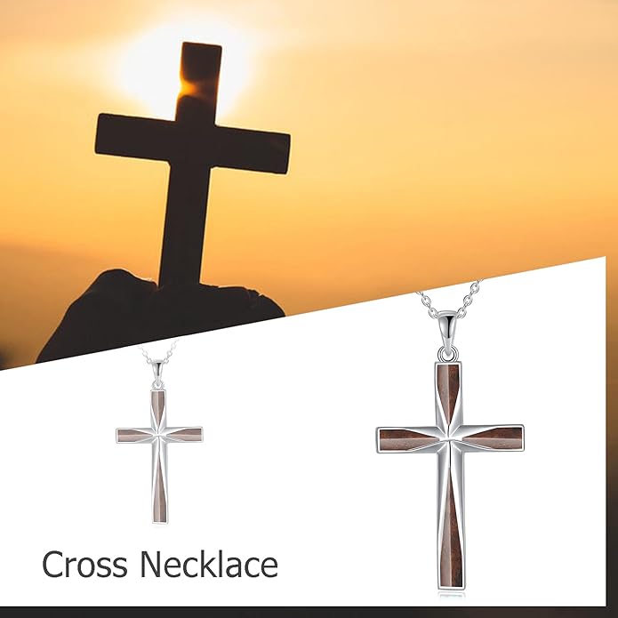 ONEFINITY Religious Cross Pendant Necklace Sterling Silver Origami Cross Pendant Gifts for Women Men Jewelry