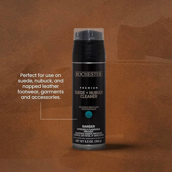 Rochester Premium Suede + Nubuck Cleaner, Suede & Nubuck Cleaner with a Built-In Scrub Brush Cap, Shoe Accessories, 5.5 oz.
