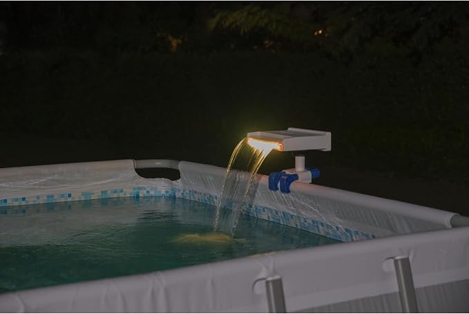 Bestway 58619E Flowclear Soothing 7 Mode Multi Colored LED Relaxing Waterfall Cascade Above Ground Swimming Pool Attachment, White