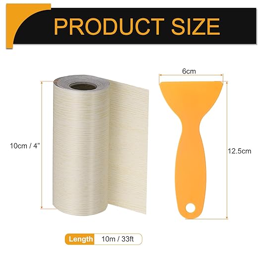 HARFINGTON Wood Grain Repair Tape 4 Inch x 33ft Self Adhesive Repair Patch Tape Simulated Wooden Floor Tapes with Plastic Scraper for Tables Doors Windows Furniture, White Oak