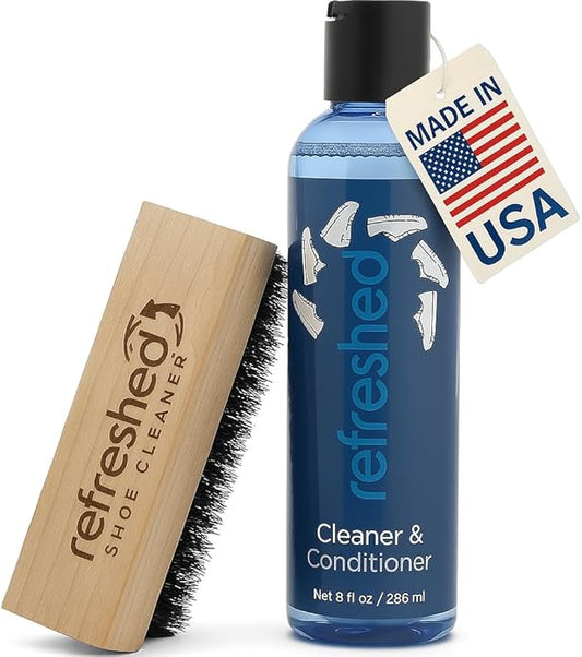 & Conditioner | 1x Cleaning Solution, 1x Brush - Easily Clean Suede, Leather, Nubuck, Canvas and Mesh Shoes - White Sneakers | Shoe Cleaning Kit