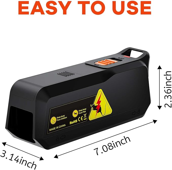Electric Mouse Trap Electronic Mice Zapper with High Voltage Mouse Traps Indoor for Home Portable Mouse Catcher for Living Room Bedroom Closet Pantry Battery or Plug in Reusable