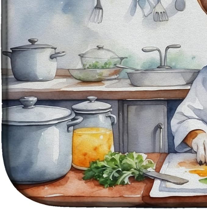 Caroline's Treasures DAC6188DDM American Foxhound The Chef Dish Drying Mat Absorbent Dish Drying Mat Pad for Kitchen Counter Dish Drainer Mat for Countertop, 14 x 21", Multicolor