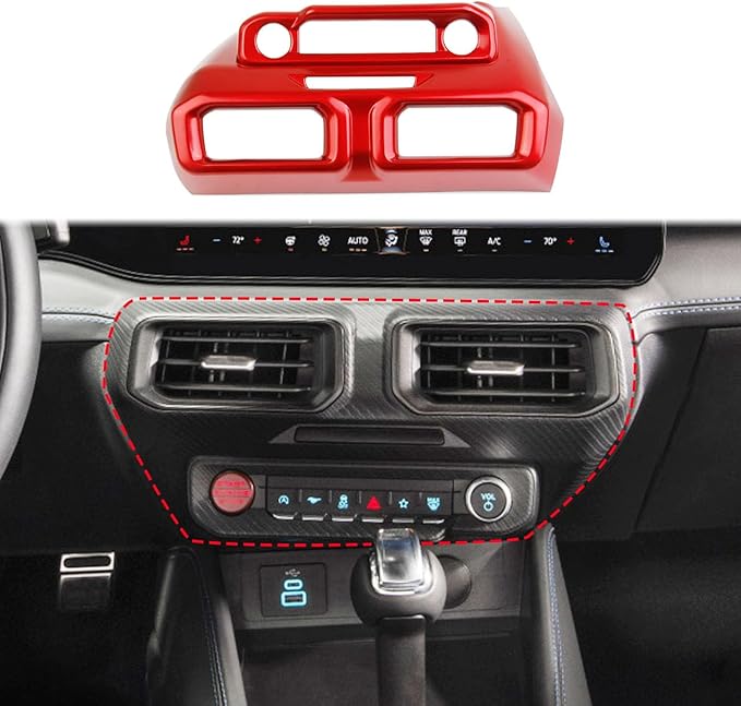 Center Console Air Vent Cover Trim Kit Accessories for 2024-2025 Ford Mustang (deep red)