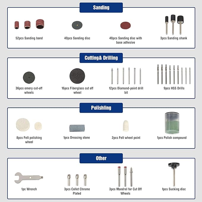 WORKPRO 276-piece Rotary Tool Accessories Kit Universal Fitment for Easy Cutting, Carving and Polishing