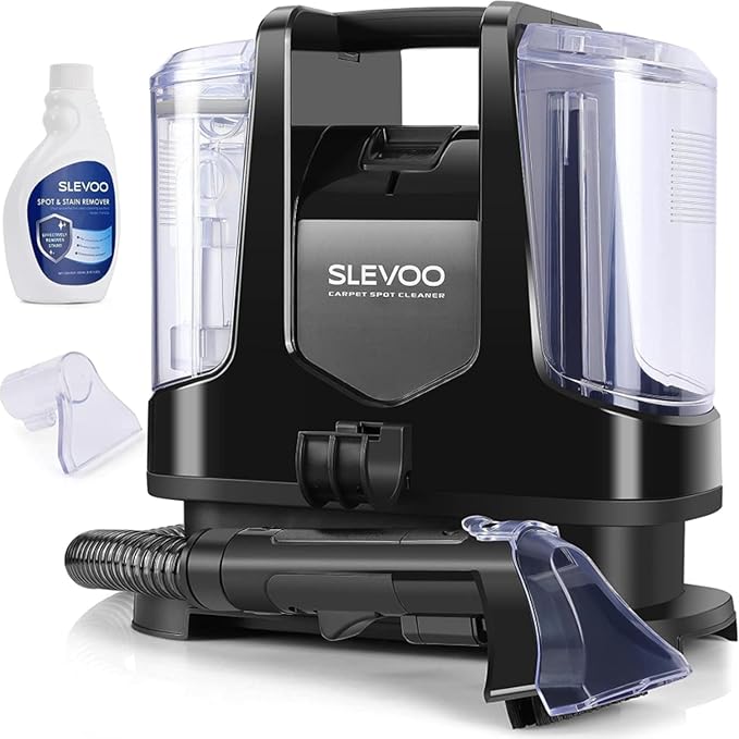 Slevoo Portable Carpet Cleaner Machine with 1 Bottle Cleaning Solutions, Upholstery and Furniture Cleaner with Powerful 400W Motor and Strong Suction for Pet Footprint, Dust, Oil