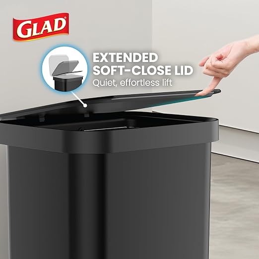 Glad 13 Gallon All Stainless Steel Trash Can with Clorox Odor Protection