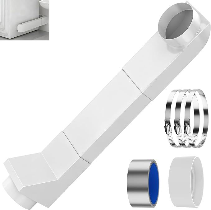 UD48S Stainless Steel Telescoping Dryer Vent Kit with Silicone Connector, Adjustable 17.7-29.5" Periscope Duct for Whirlpool and All 4 Inch Dryer Vents, Low Profile Flat Vent for Tight Spaces