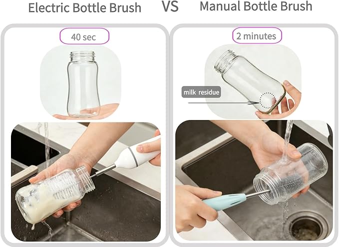 Electric Bottle Cleaner Pro, 11 in 1 Baby Bottle Brush with Drying Rack, Sponge Brush, Silicon Brush, Formula Mixer, Nipple Brush, Soap Dispenser, Microfiber Cleaning Cloth Included