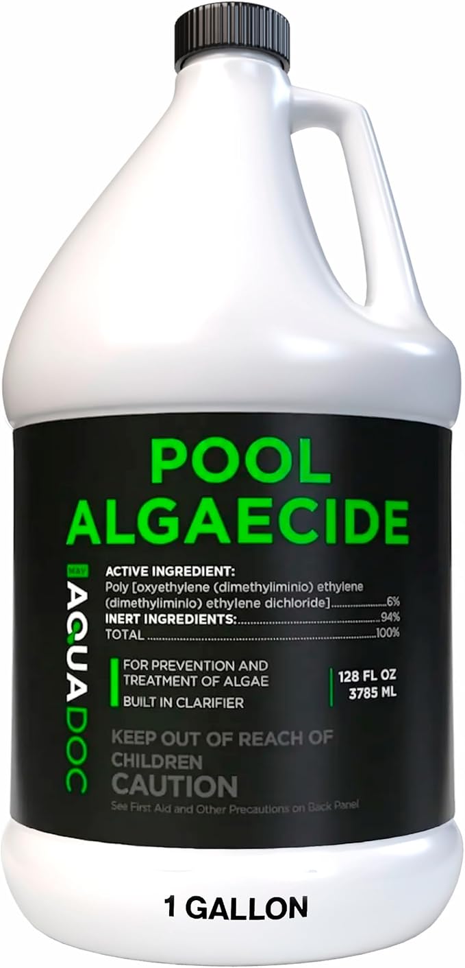 AquaDoc Liquid Algaecide for Swimming Pools - 128 oz - Treats Up to 10,000 Gallons - Non-Foaming, Copper-Free Formula for Pool Algae Control with Built-in Clarifier - Made in USA