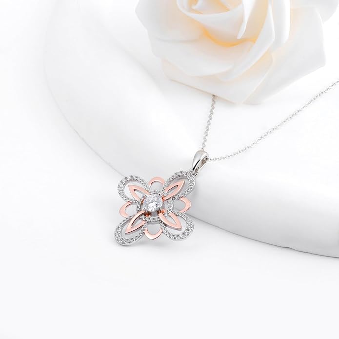 Witch Knot Necklace for Women- 925 Sterling Silver 0.5CT 5mm Moissanite Nudo De Bruja Witch Pendant Celtic Jewelry Gift for Women