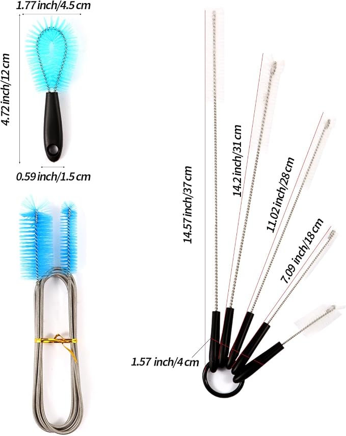 Fish Tank Cleaning Tools, Aquarium Gravel Brush, Scrubber & Glass Cleaning Kit | Professional Aquarium Accessories Set, Glass Scrubber & Brushes for Fish Tank Gravel and Daily Maintenance Cleaning