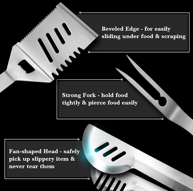 GRILLART 3PCS Grill Tools Bundle with Fast Clean Grill Brush