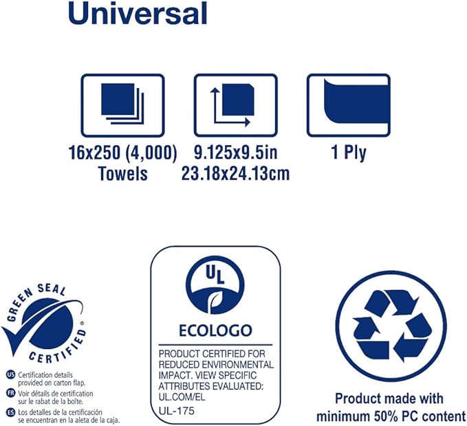 Tork Multifold Hand Towel, Natural White, H2, Universal, 3-Panel, Disposable, 100% Recycled Fibers, 1-Ply, 16 x 250 Sheets, 420483