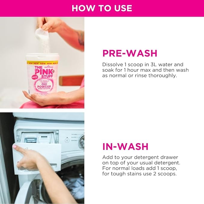 Stardrops - The Pink Stuff - The Miracle Laundry Stain Removing Kit - Oxi Powder Whites - Oxi Colors - Oxi Stain Spray (1 White's Powder, 1 Color's Powder, 1 Stain Remover), 3 Piece Set (PSLWCS)