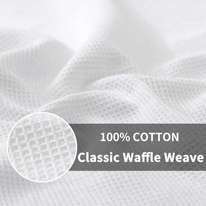 Homaxy 100% Cotton Kitchen Towels and Dishcloths Set - 8 Pack Waffle Weave Soft and Absorbent Dish Towels - 26 X 16 Inch and 12 X 12 Inch - White