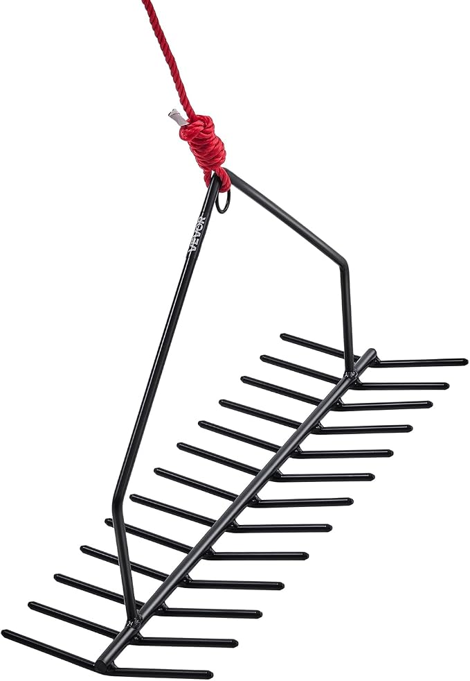 VEVOR 24 in Aquatic Weed Rake, 8.7 in Double Sided Lake Weed Rake, Pond Weeds Cutter with 30ft Rope, Tie Hole, No Assembly Required, Lightweight Muck Lilypad Clearing Tool for Pond, Lake, Rivulet