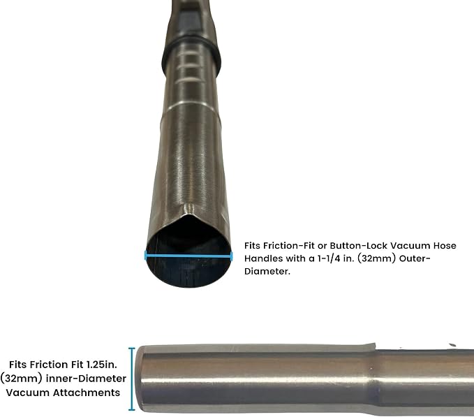 Wessel-Werk Adjustable Vacuum Extension Wand for Canister or Central Vacuum Accessories and Hoses, Fits 1-1/4 inch (32mm) Vacuum Accessories and Hoses (No Release Button)