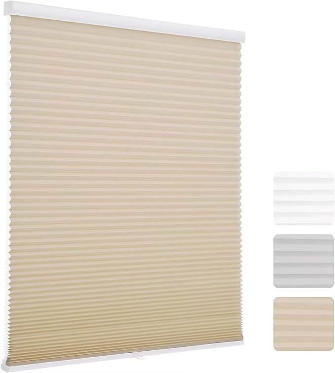 MYshade 1.5-Inch Cellular Cordless Light Filtering Shades, Honeycomb Window Blinds for Soft Daylight & Privacy, Thermal Insulation, Child Safe, Inside or Outside Mount (49" W x 72" H, Beige)