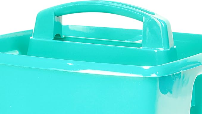 Storex 3-Compartment Small Caddy – Multipurpose Classroom Organizer with Handle, Teal, 6-Pack (00952U06C), 9.25 x 9.25 x 5.25 Inches