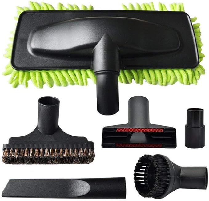 EZ SPARES 6PCS 1 1/4" 32-35mm Universal Hard Floor Washable Sweeper Microfiber Chenille Dust Mop Brush Kit Head Fit All Vacuum Brands Cleaner Accessories Horsehair Brush Kit for Most Brands
