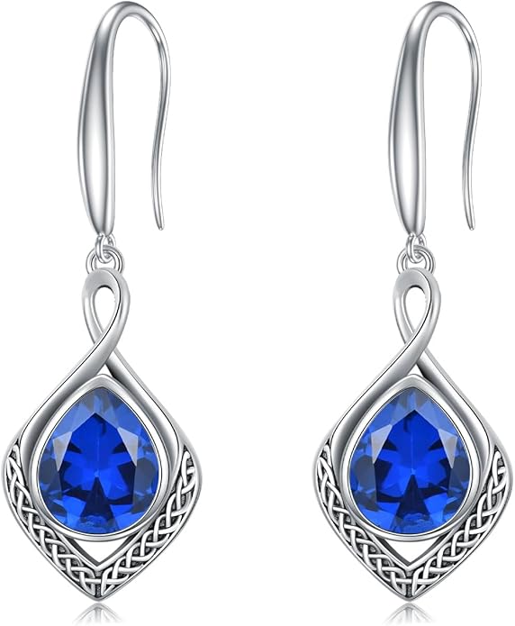 PELOVNY Celtic Knot Filigree Earrings for Women 925 Sterling Silver Moss Agate/Birthstone Infinity Earrings Birthday Christmas Jewelry Gifts for Mom Daughter Wife Sister