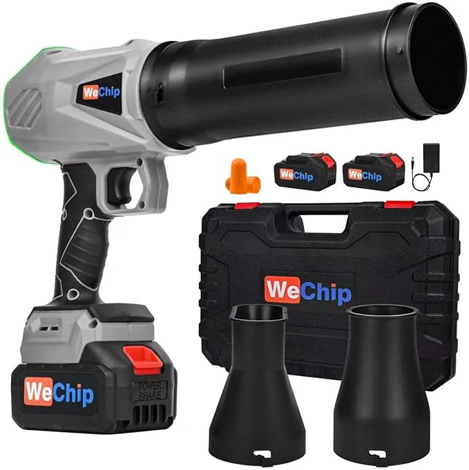 Wechip Cordless Leaf Blower 2 Batteries - 3 Adjustment Air Tubes,Handheld Jet Fan Air Blower for Cleaning Yard/Car/Indoor(Silver)